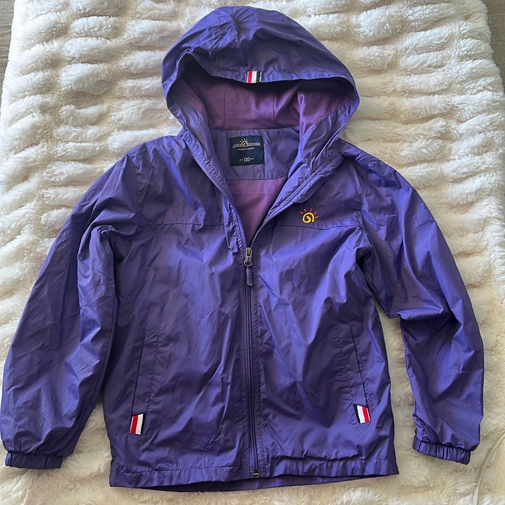 Girls rain jacket, dark purple, size small